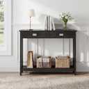 ChooChoo 39" Black Entryway Table with Drawer, Narrow Console Table with Storage Shelf, Sofa Table for Living Room, Entryway, and Hallway