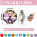 1 Box 120Pcs 10 Colors 14mm Crystal Glass Octagon Beads Colorful Suncatcher Beads Bulk 2 Hole Prism Chandelier Replacement Connector Faceted Spacers for DIY Lamp Hanging Pendant Jewelry Craft