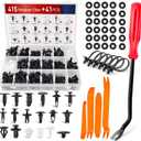 Nilight 415 Pcs Car Retainer Clips & Fastener Remover - 18 Most Popular Sizes Auto Push Pin Rivets Set -Door Trim Panel Compatible with GM Ford Toyota Honda Chrysler (CL-19)