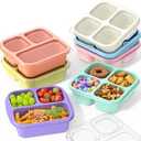 Snack Boxes (6 Pack) Reusable - Stackable Bento Lunch Box Set for Kids and Adults, Sturdy and Easy-to-Clean Meal Prep Containers, Microwave, Freezer, and Dishwasher Safe, BPA-Free (6 COLORS)