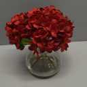 Hollyone Hydrangea Artificial Flowers in Vase Red Silk Fall Fake Flowers Arrangements with Glass Vase with Faux Water Faux Floral Bulk Bouquet for Office Table Centerpiece Shelf Home Decorations