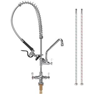 36 Inch Height Deck Mount Commercial Faucet with Pre Rinse Sprayer, Single Hole Commercial Pre Rinse Restaurant Kitchen Faucet with 12 Swing Spout for Commercial Restaurant Home Kitchens Sink