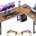 ODK L Shaped Desk, 57.5" Computer Gaming Desks, Home Office Writing Table with Monitor Shelf, Space-Saving Modern Corner Workstation, Easy to Assemble, Vintage