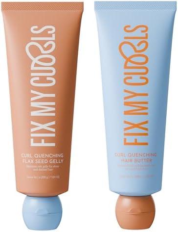 Fix My Curls Curl Quenching Moisture Styling Duo | For Curly, Wavy, Dry, Frizzy Hair| Curl Activator with Chia & Aloe Vera | Silicone Free| 7.05oz each