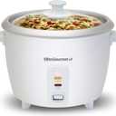 Elite Gourmet ERC-003 Electric Rice Cooker with Automatic Keep Warm Makes Soups, Stews, Grains, Hot Cereals, White, 6 Cups Cooked (3 Cups Uncooked)