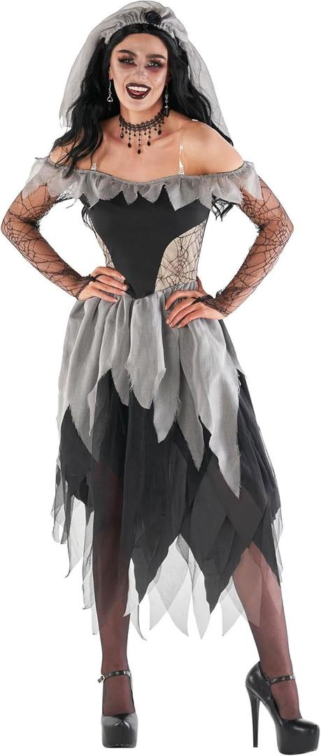 Morph Corpse Bride Costume for Women, Zombie Bride Costume Women, Womens Halloween Costumes. Size XL