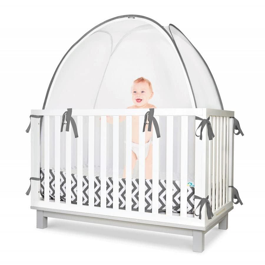 KinderSense - Premium Baby Safety Crib Tent - Toddler Crib Topper to Keep Baby from Climbing Out - See Through Mesh Crib Net - Mosquito Net - Pop-Up Crib Tent Canopy to Keep Infant in