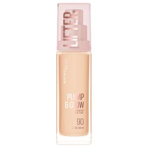 Maybelline Lifter Plump & Glow Foundation, Liquid Foundation with 2% Niacinamide + Hyaluronic Acid, Plumping and Brightening Face Makeup, 90, 1 Count