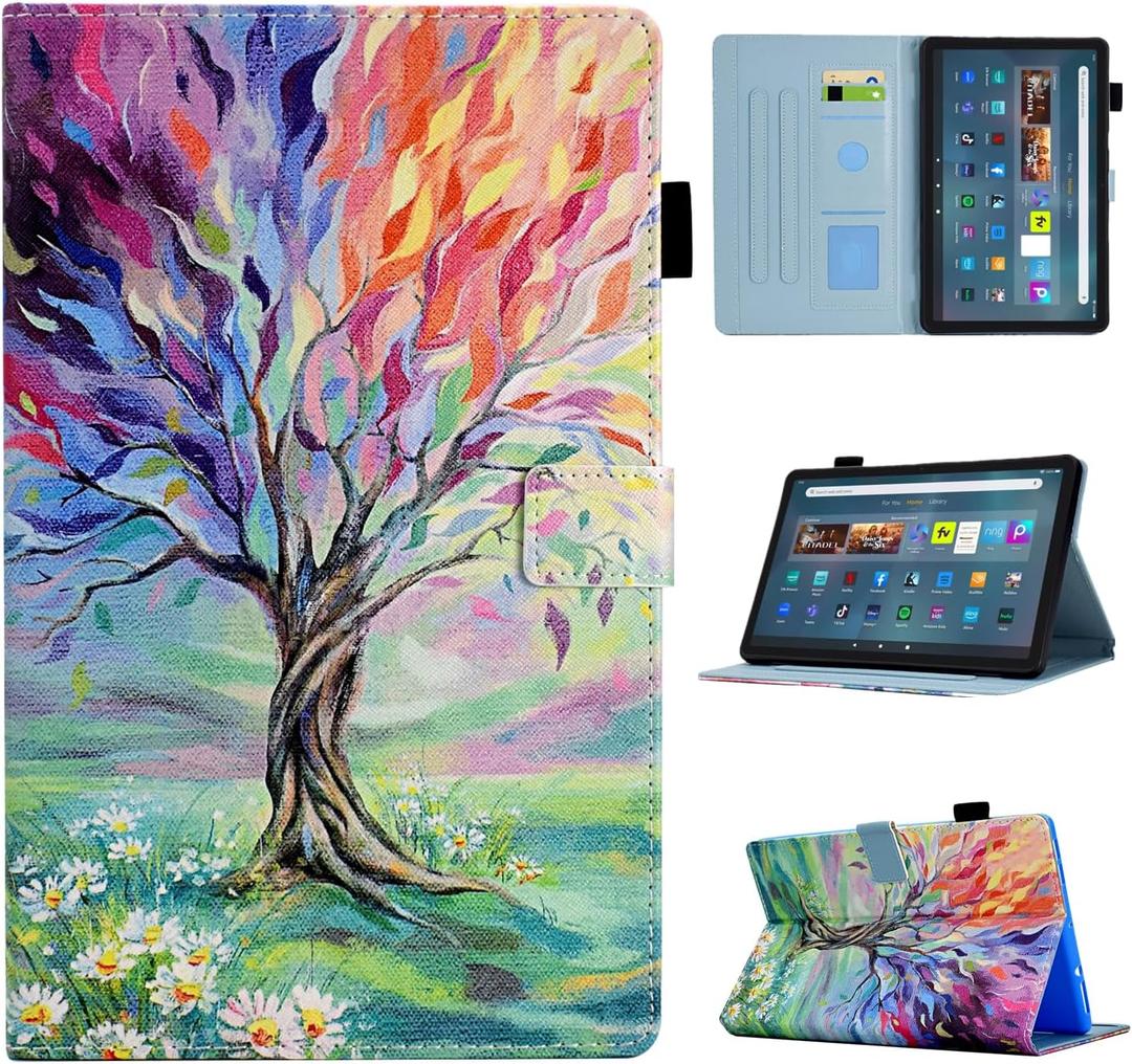 for Kindle Fire Max 11 Case (13th Generation, 2023 Release), PU Leather Folio Folding Stand Cover Case for Fire 11 Tablet with Auto Wake/Sleep, Tree of Life (Tree of Life)