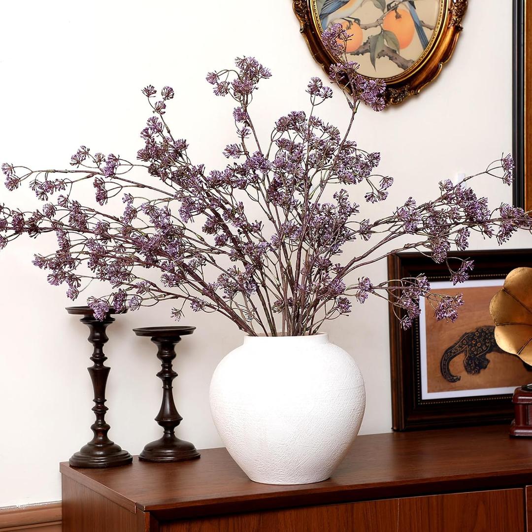 Zeyune 5 Pcs Purple Faux Berry Stems Spring Artificial Dusty Plum Stem Soft Plum Sedum Berry Picks Branches Faux Spray for Home Wedding Holiday Seasonal Farmhouse Mantel DIY Home Decorations