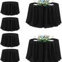 sancua Black Round Tablecloth 132 Inch Diameter, 6 Pack - Circle Polyester Fabric Table Cloth for Wedding Party Reception Banquet Birthday, Washable Formal Table Cover (Fit 54-96 Inch Tables)