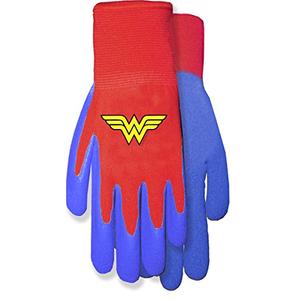 MidWest Gloves & Gear DCW100TH8 Wonder Woman Garden Toddler Gripper Gloves, Red Knit Liner/Blue Coating