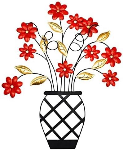 WTXRHW Metal Wall Art Metal Wall Decor Steel Decor - Wall Mount Plant Flower Pot Personalized 3D Metal Wall Decorative Vintage Hanging Art Style for Home Living Room Kitchen Bedroom (18.9" x 23.6")