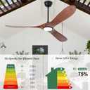 52 Inch Ceiling Fans with Lights and Remote, Modern Wood Outdoor Ceiling Fan with Light, 3 Blade Propeller Indoor Ceiling Fan for Farmhouse Patios Living Room Bedroom Gazebo (Walnut)
