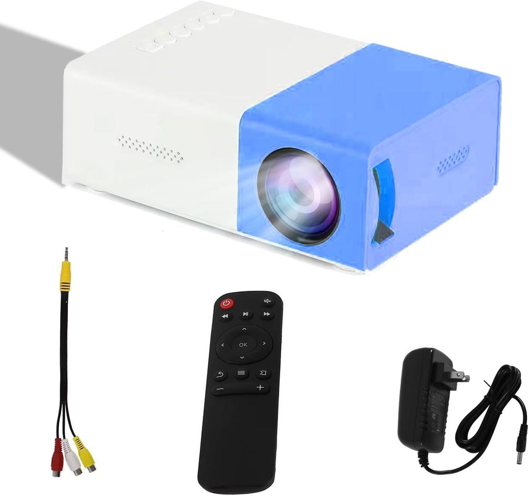 Video Projectors Mini Projector for Cartoon, Kids Gift, Smart Movie Projector for Home Theater/Outdoor, Compatible with HDMI, USB, Audio, TF Card, AV and Remote ControlBlue)