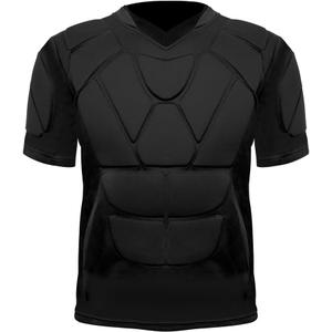 Mens Padded Football Shirts 37-Pads Womens Protective Compression Shirt for Soccer Rugby Volleyball Ball (Large, Black)