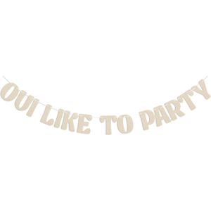 Oui Like to Party Banner - French Hen Party Decorations Funny Engagement Party Banner Paris Bachelorette Party Decorations Champagne Gold Glitter