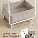 VASAGLE LILEA Collection - Storage Cart with Fabric Basket, 3-Tier Rolling Utility Cart with Wheels and Shelves, for Living Room Bedroom Kitchen, Cloud White and Camel Brown ULRC001WB01