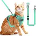 Cat Harness and Leash for Walking, The Upgrade Can be Adjusted in Four Directions and Breathable Cat Harness for Anti Escape That can be Fitted and Positioned, Reflective Strips Harness, Green,S