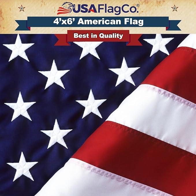 USA Flag Co. US Flag 4x6 100% American Made: The Best Embroidered Stars and Sewn Stripes American Flag, Made in the USA (4 by 6 Foot)