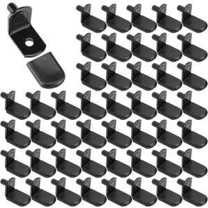 Zonon 150 Pcs 5mm Shelf Pins L-Shaped Shelf Support Pegs with Rubber Sleeves Cabinet Brackets for Bookcase Kitchen Furniture, Black