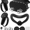 Silicone Cover Set Compatible with Meta/Oculus Quest 3s Accessories, Silicone Face Cover, Controller Grip Cover, Camera Lens Protector, VR Shell Cover, Protective Lens Cover, Not Fit Quest 3 (Deep Black)