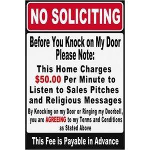 Funny No Soliciting Sign, Metal Warning Tin Signs, Before You Knock on My Door Please Note, Yard Sign Garage Farm Garden Wall Decor Sign Plaque Outdoor for Home Fence 8 X 12 Inches (tph-153)
