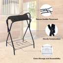 Harrison Howard Saddle Stand Freestanding Full-Size Portable Floor Horse Saddle Rack with Fabric Adds Protection to Underside of Saddle Prevents Bar Indentations Secure Saddle Saddle Black