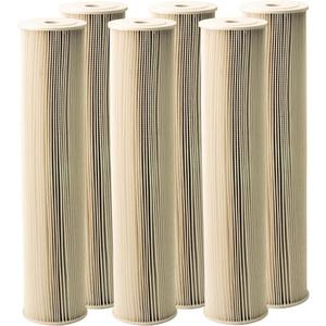 Pentair Pentek ECP5-20BB Big Blue Sediment Water Filter, 20-Inch, Whole House Heavy Duty Pleated Cellulose Polyester Replacement Cartridge, 20" x 4.5", White End-Cap, 5 Micron, Pack of 6