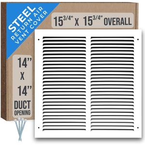 Fits 14x14 Duct Opening | Steel Return Air Grille by Handua | Vent Cover Grill for Sidewall and Ceiling | White | HVAC Cold Air Intake Grille | Outer Dimensions: 15.75"W X 15.75"
