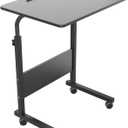 DlandHome Rolling Laptop Desk Stand Up Adjustable Mobile Laptop Desk, 23.6 Inches Medium Size Side Table, Movable w/Tablet Slot & Wheels, Portable Stand for Bed Sofa Black