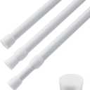 3 PCS Spring Tension Curtain Rod Adjustable Length 41-74 Inches, No Drilling, Tension Rod Suitable for Windows, Bathroom, Cabinets, Wardrobes （White) (white)