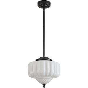 Schoolhouse Pendant Light, 12" Black Schoolhouse Ceiling Light Fixture with Milk Glass White Shade, Adjustable Height, Mid Century Modern Pendant Lighting for Kitchen Island Dining Room