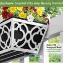 HFHOME 4 Pack 30 Inch Railing Planter Boxes with Adjustable Brackets & Non-Woven Fabric Liner Adjustable Gray Metal Window Box Planter for Balcony Deck Fence, Hanging Flower Basket for Outdoor Garden
