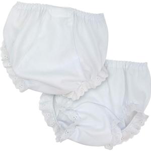 I.C. Collections Baby Girls White Double Seat Diaper Cover Bloomers, Size (6 Months)