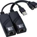 E-SDS USB 2.0 Extender to RJ45 Over Cat5 Cat5E Cat6 up to 196 Ft, USB Ethernet Extender Over Cat5/5E/6 Supports Windows/Mac/Vista, Plug and Play, No Driver Needed
