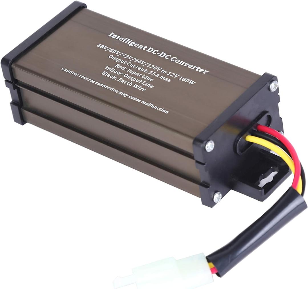 Pro Chaser DC-DC 120V 108V 96V 84V 72V 60V 48V Volt Voltage to 12V Step Down Voltage Reducer Regulator 180W 15A for Scooters & Bicycles Golf Cart