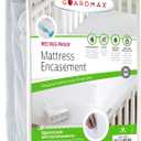 Guardmax Jersey Knitted Mini Crib Size Zippered Mattress Encasement - Waterproof & Bed Bug Proof Mattress Protector - Comfortable, Soft, and Noiseless Zippered Bedding - Dust Mite Proof (24 x 38 x 3) (White)
