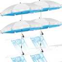 Hosuly 4 Pack Chair Umbrella with Universal Clamp UV Protection 42 Inch Golf Adjustable Beach Portable Clamp on Umbrella for Beach Patio Chairs Stroller Golf Cart Wheelchair(Blue)