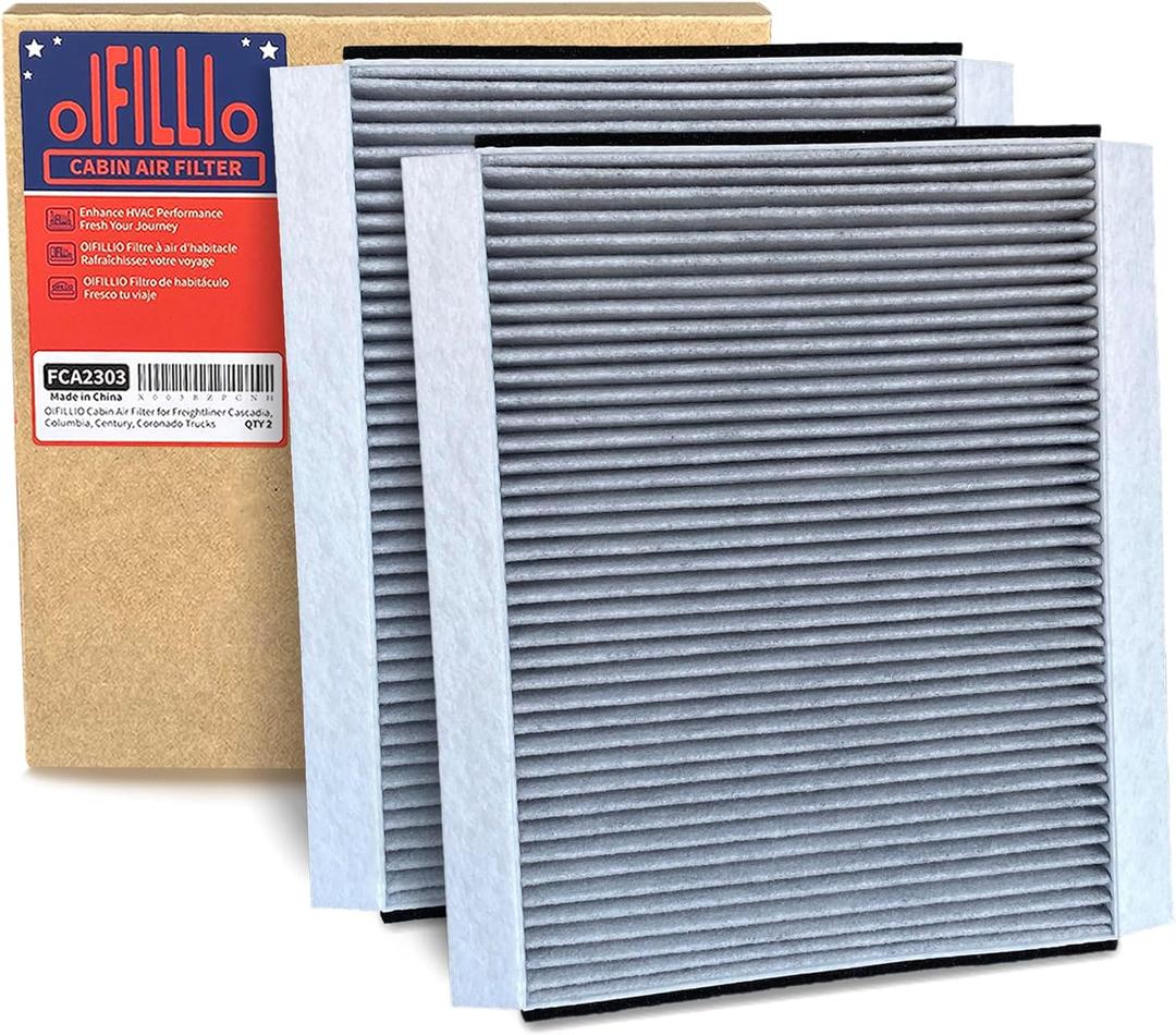 Cabin Air Filter for Volvo VNL 780 760 860 670 630; VN 780 670; VH VHD VNM; Trucks Replace 20435801 AF26405 P606555 PA10187, 49084 PA4681 Cabin filter with Activated Carbon FCA2301C (2)