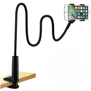 Gooseneck Universal Phone Holder for Bed, Desk, Headboard, Bed, Bedside, Table, Lazy Bracket Flexible Gooseneck Long Arm Stand 360 Adjustable , Overhead Cell Phone Clamp Mount, for All 3.5-7 Devices