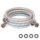 KEOKLE Washing Machine Hoses,5ft Washer Hoses，2pack 3/4" Stainless Steel Braided Burst Proof Water Supply LinesUniversal Fit to Hot and Cold Connector