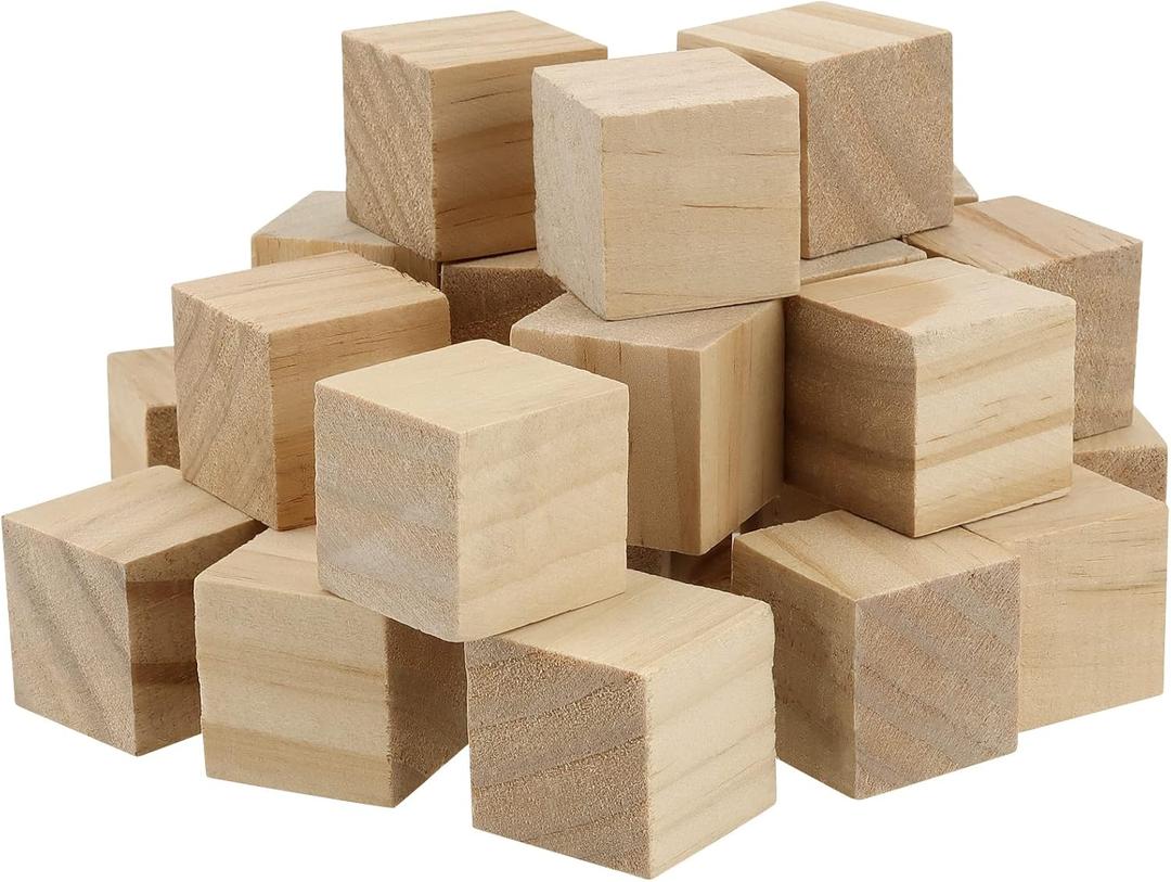 KEILEOHO 100 PCS 1.25 Inch Small Wooden Blocks, Unfinished Wooden Cubes, Solid Blank Square Blocks for Crafts, Painting, Puzzle Making, Decorating, DIY Projects
