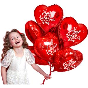 30 Happy Valentine's Day Foil Balloons 18 Inch Bulk Heart Balloons, Red Valentines Heart Balloons, Heart Shaped Balloons for Valentines Day Decorations Party Supplies by 4E's Novelty