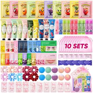 100 PCS Spa Party Supplies for Girls , Spa Party Favors Include Face Masks Skincare, Hand Cream, Lip Balm, Under Eye Patches, Lip Mask and Foot Bath Bombs, Spa Birthday Sleepover Party Supplies