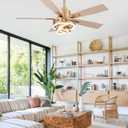 52" White and Gold Ceiling Fans with Lights Modern Chandelier Fan