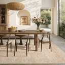 Nakagishi Neutral 10x14 Area Rug for Living Room Washable, Beige/Dark Brown