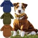 3 Pcs Small Dog Winter Hoodie Warm Soft Puppy Dog Hoodie Sweatshirts with Pocket Pet Clothes for Dogs Cat Costume(S: Weight: 6.6-9.4lb,Dark Color)