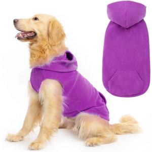 EXPAWLORER Dog Hoodie Fleece Sweater Vest, Hooded Dog Sweatshirt Fall Winter Pet Clothes with Leash Hole, Sleeveless Warm Cozy Puppy Clothing for Cat Small Medium Large Dogs Girl Boy, Purple XL