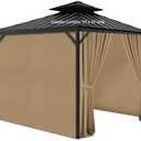 Gazebo Privacy Curtains 10' x 10' with Zipper 4-Panels Side Wall Universal Replacement for Patio, Outdoor Canopy, Garden and Backyard (Curtain Only)
